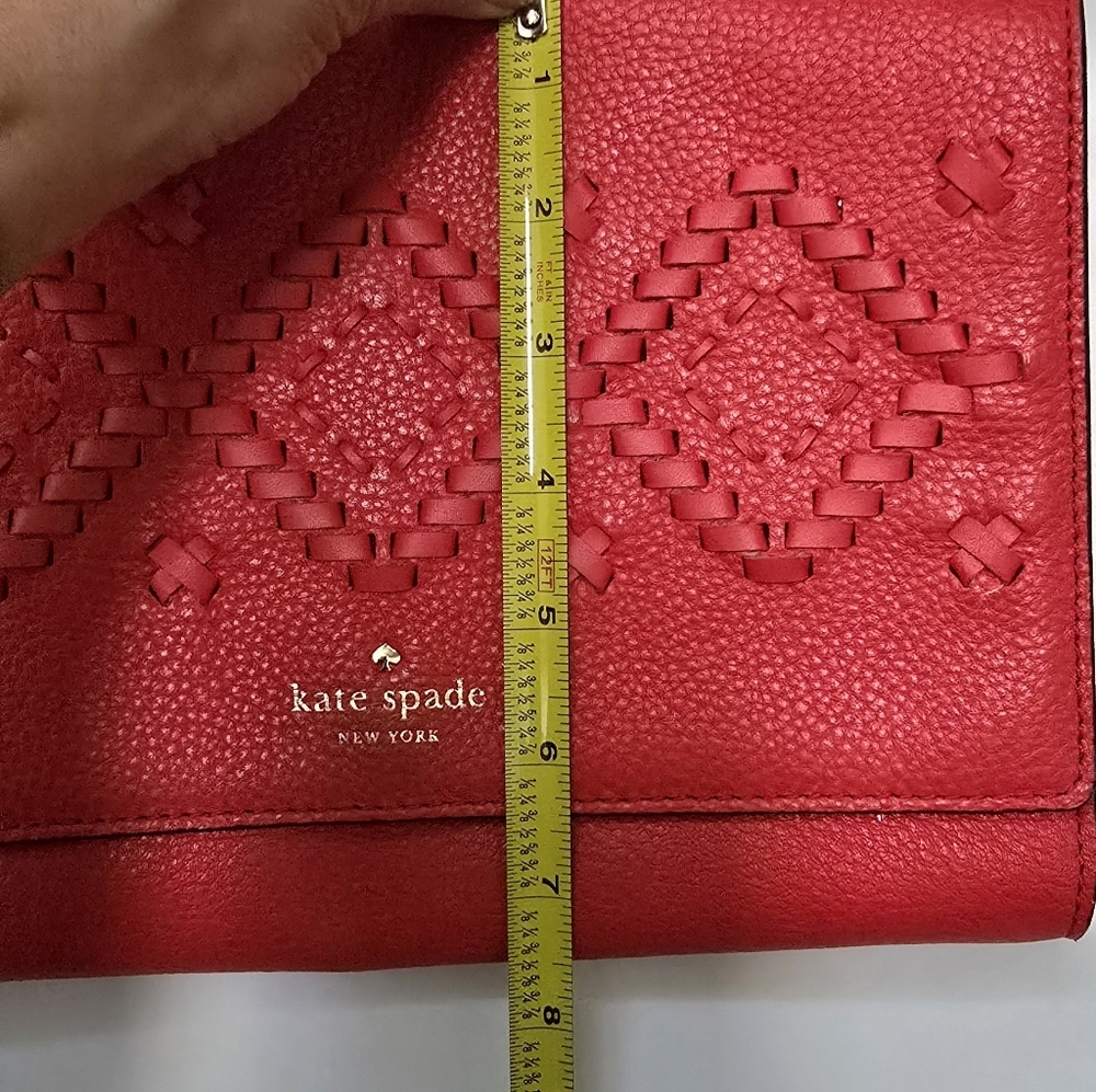 Kate Spade Flynn Red Leather Clutch Cross Body 10 x 7.5 x 1.25 - Picture 11 of 17